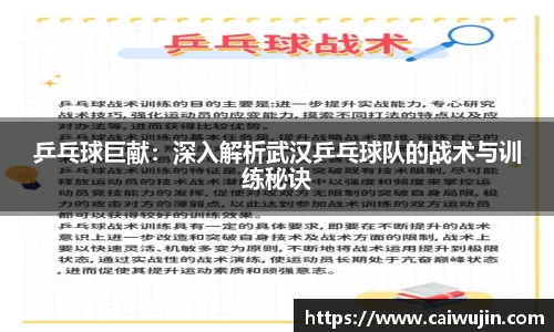 乒乓球巨献：深入解析武汉乒乓球队的战术与训练秘诀